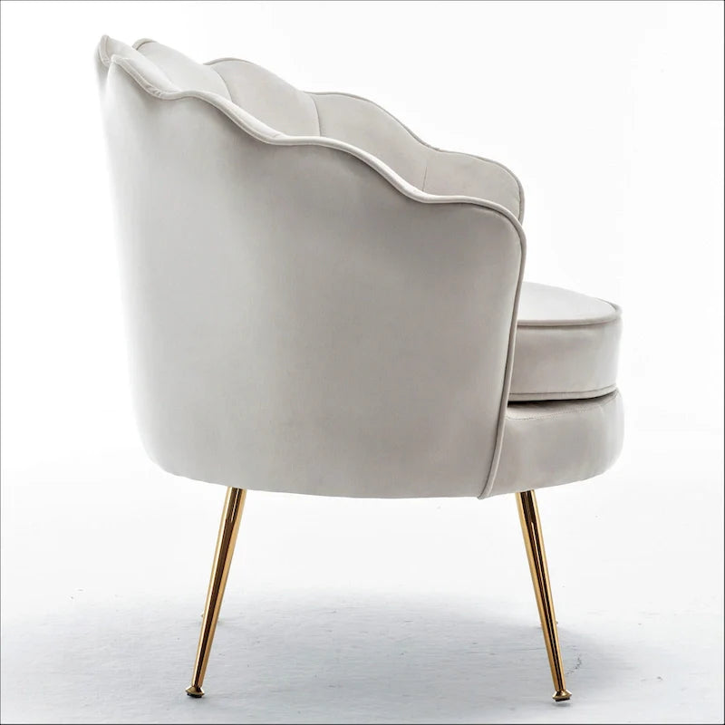Fauteuil rond Cavett 28.3 large en velours avec pieds en métal doré