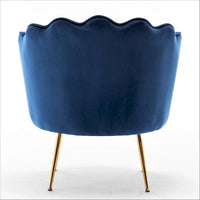Fauteuil rond Cavett 28.3 large en velours avec pieds en métal doré