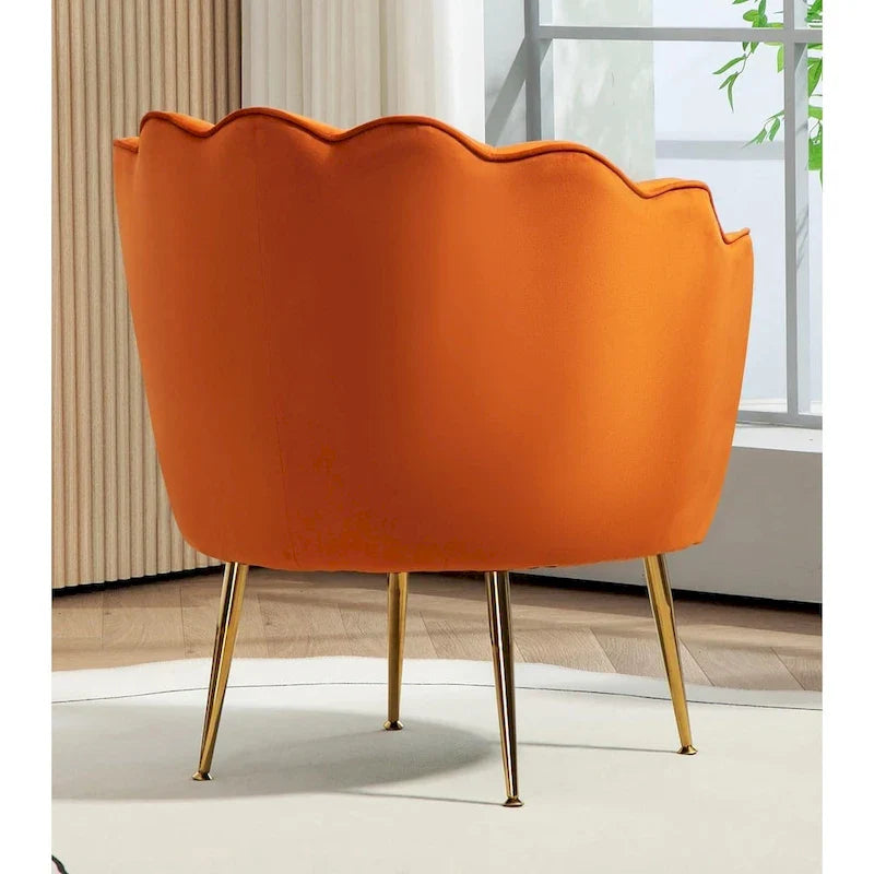 Fauteuil rond Cavett 28.3 large en velours avec pieds en métal doré