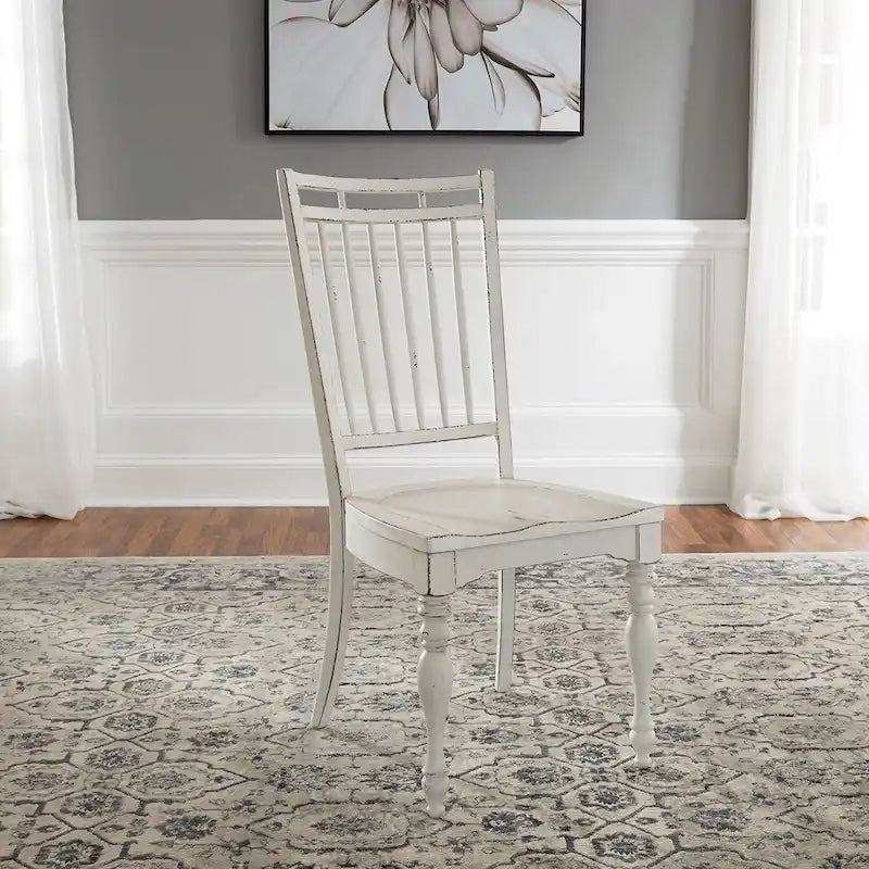 Chaise d'appoint à dossier à barreaux Magnolia Manor blanc antique écorce vieillie (lot de 2)