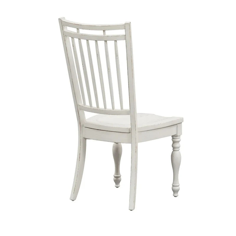 Chaise d'appoint à dossier à barreaux Magnolia Manor blanc antique écorce vieillie (lot de 2)