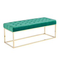 Banc en Velours Tufté Porthos Home Wenn avec Pieds en Chrome Doré