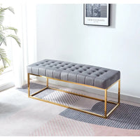 Banc en Velours Tufté Porthos Home Wenn avec Pieds en Chrome Doré