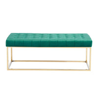 Banc en Velours Tufté Porthos Home Wenn avec Pieds en Chrome Doré