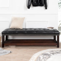 Banc rembourré à piètement en bois pour chambre à coucher ou entrée