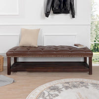 Banc rembourré à piètement en bois pour chambre à coucher ou entrée