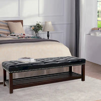 Banc rembourré à piètement en bois pour chambre à coucher ou entrée