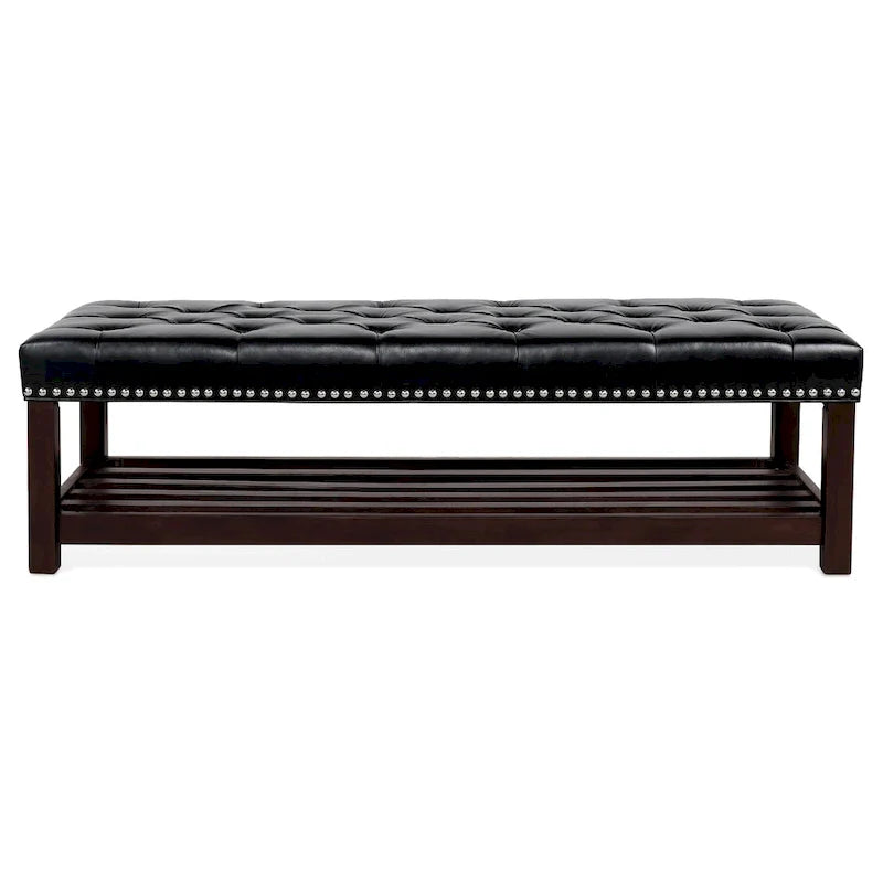 Banc rembourré à piètement en bois pour chambre à coucher ou entrée