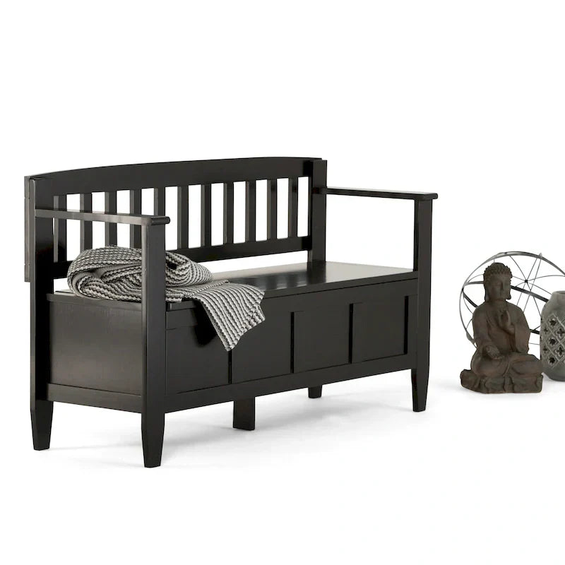 WYNDENHALL Riverside Banc de rangement contemporain en bois massif pour entrée de 122 cm de large - 51 cm de large