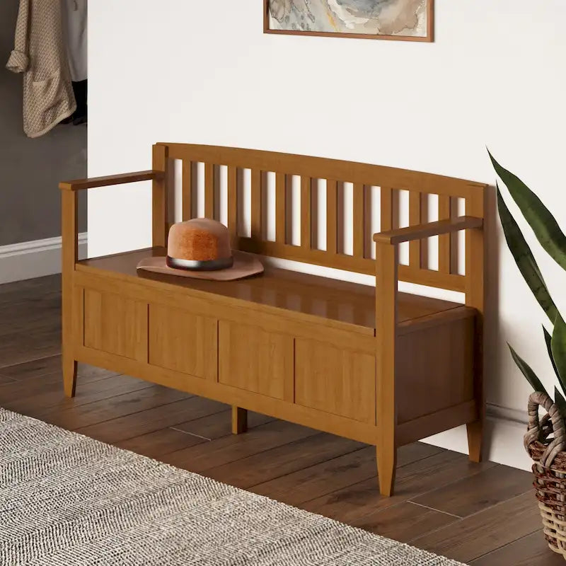WYNDENHALL Riverside Banc de rangement contemporain en bois massif pour entrée de 122 cm de large - 51 cm de large