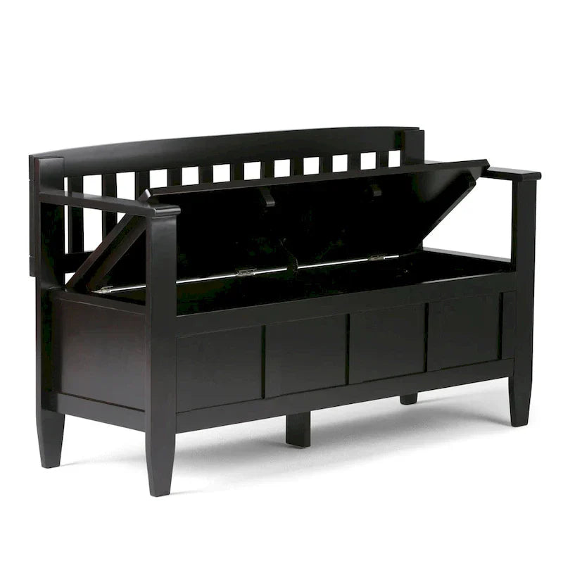 WYNDENHALL Riverside Banc de rangement contemporain en bois massif pour entrée de 122 cm de large - 51 cm de large