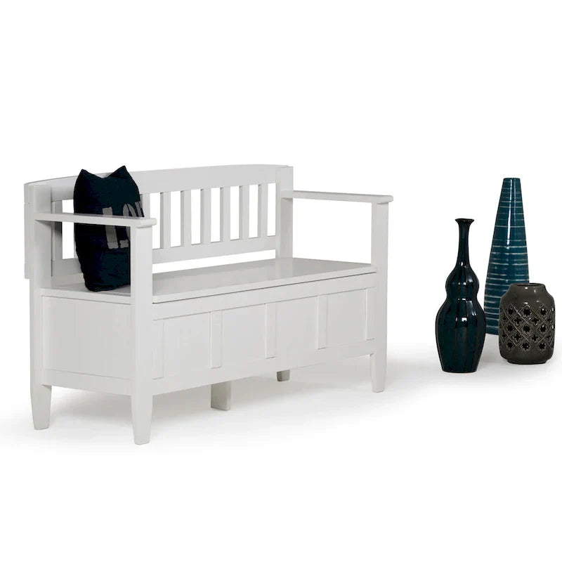 WYNDENHALL Riverside Banc de rangement contemporain en bois massif pour entrée de 122 cm de large - 51 cm de large