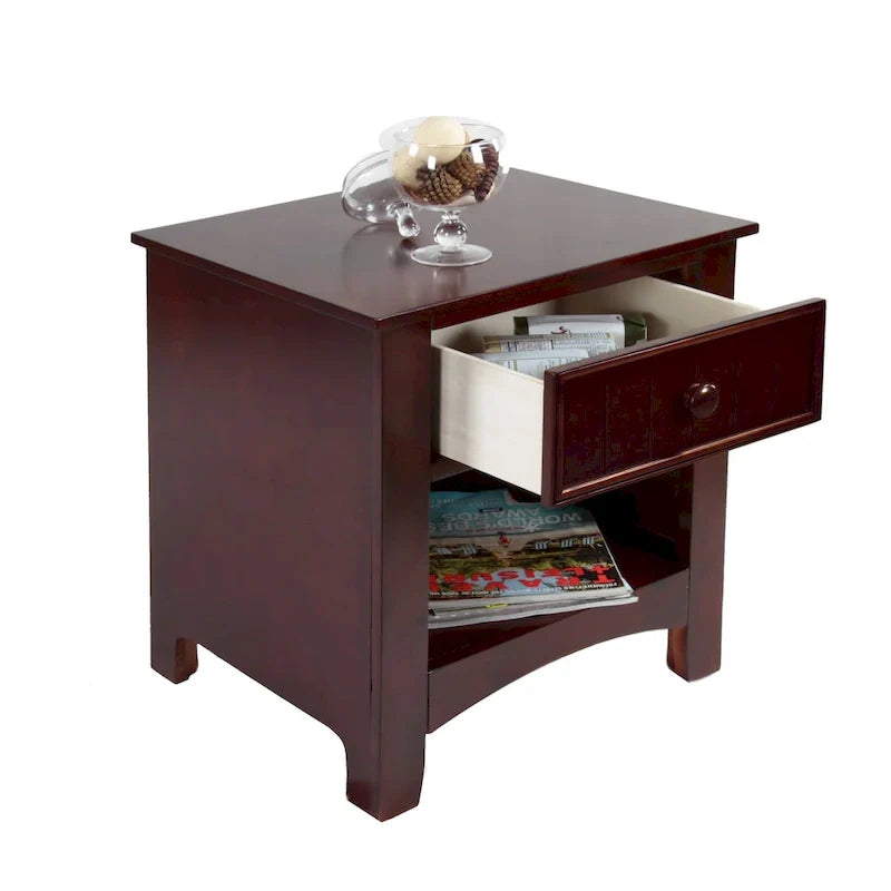 Table de chevet à 1 tiroir en bois de transition espresso Ettrick par Copper Grove