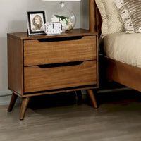 Ensemble de chambre plateforme Fopp milieu de siècle moderne en chêne, 2 pièces, par Furniture of America