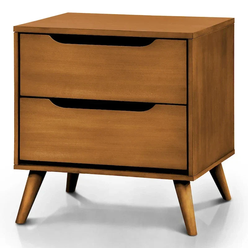 Ensemble de chambre plateforme Fopp milieu de siècle moderne en chêne, 2 pièces, par Furniture of America