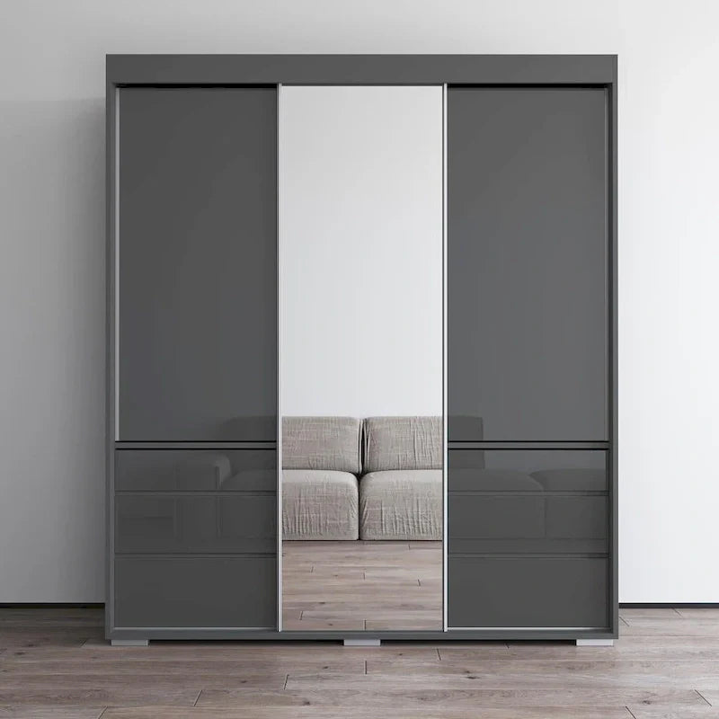 Armoire moderne 3 portes Monaco 71 pouces avec miroir