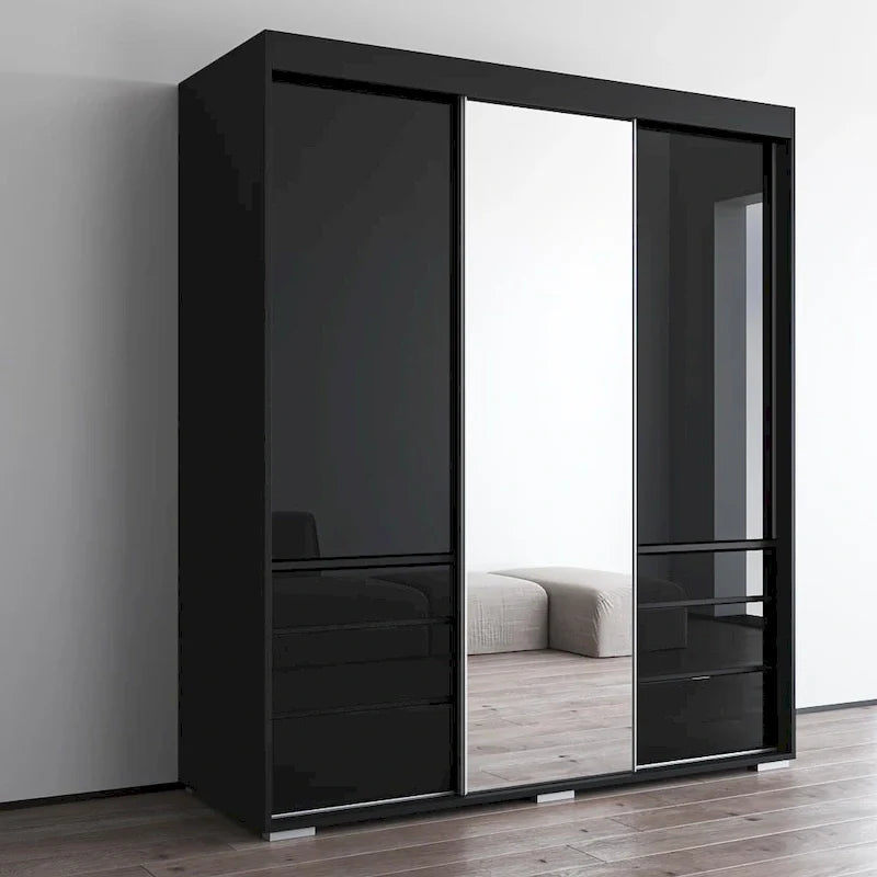 Armoire moderne 3 portes Monaco 71 pouces avec miroir