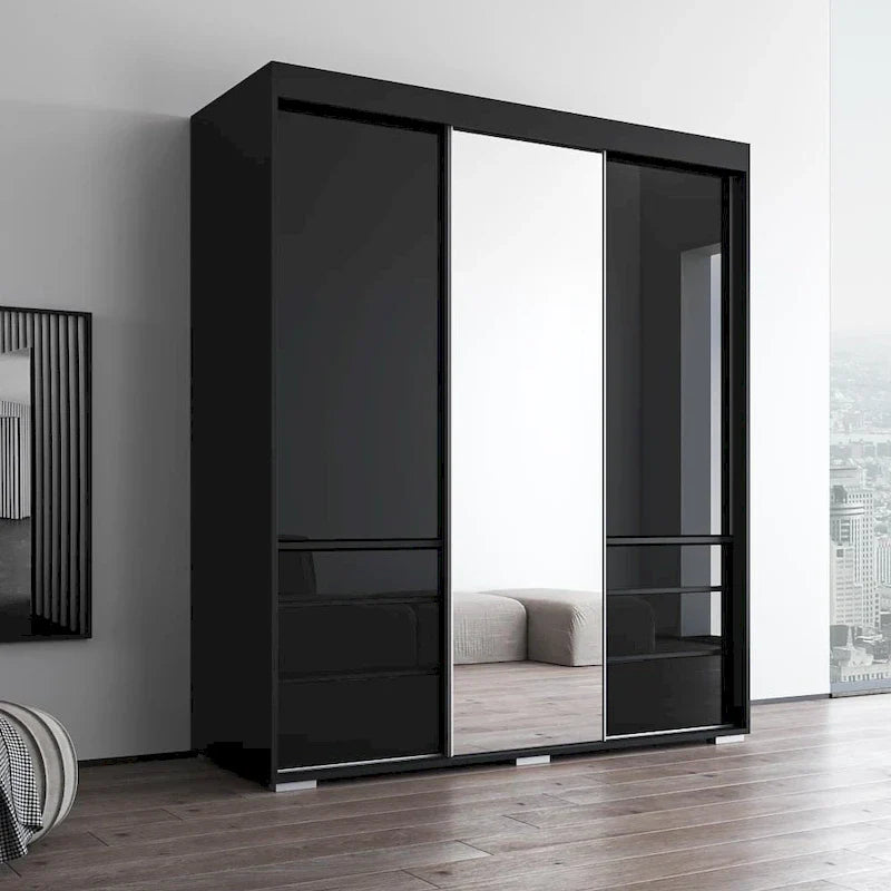 Armoire moderne 3 portes Monaco 71 pouces avec miroir