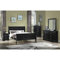 Chambre à coucher Lillie 6 pièces en bois noir avec lit traîneau