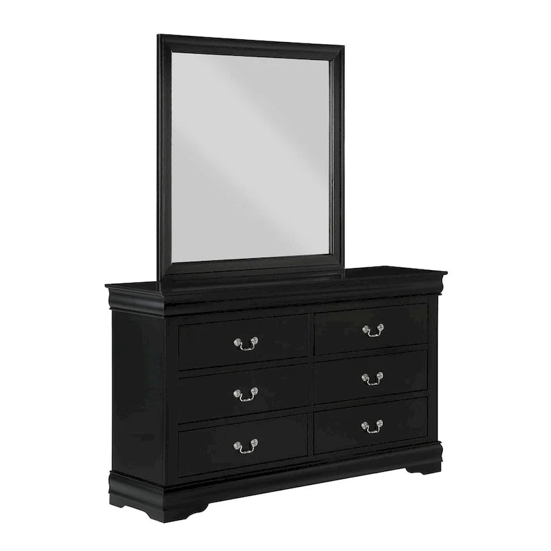 Chambre à coucher Lillie 6 pièces en bois noir avec lit traîneau