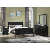 Chambre à coucher Lillie 6 pièces en bois noir avec lit traîneau
