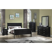 Chambre à coucher Lillie 6 pièces en bois noir avec lit traîneau
