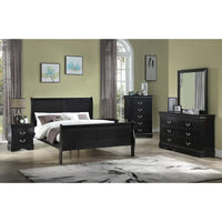 Chambre à coucher Lillie 6 pièces en bois noir avec lit traîneau