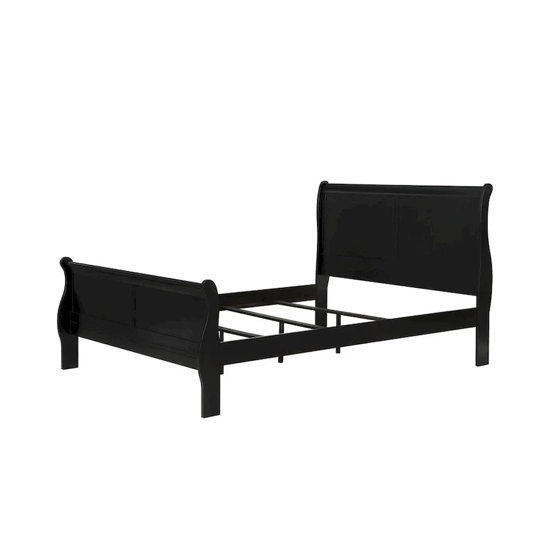 Chambre à coucher Lillie 6 pièces en bois noir avec lit traîneau