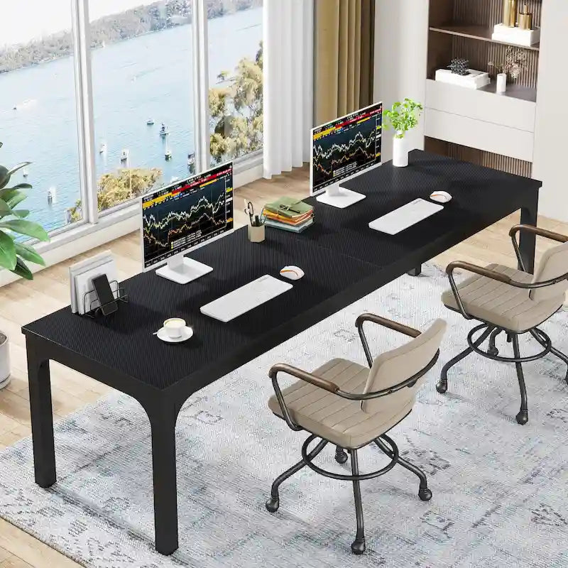 Bureau d'ordinateur extra-long de 78,7 pouces, bureau 2 personnes, grande table d'écriture
