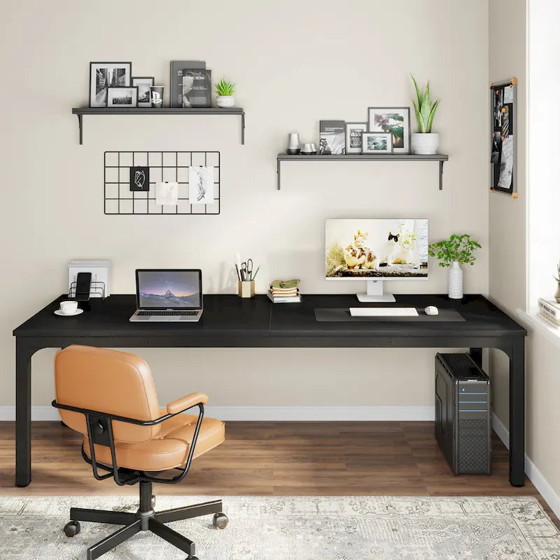 Bureau d'ordinateur extra-long de 78,7 pouces, bureau 2 personnes, grande table d'écriture