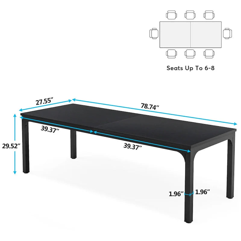 Bureau d'ordinateur extra-long de 78,7 pouces, bureau 2 personnes, grande table d'écriture