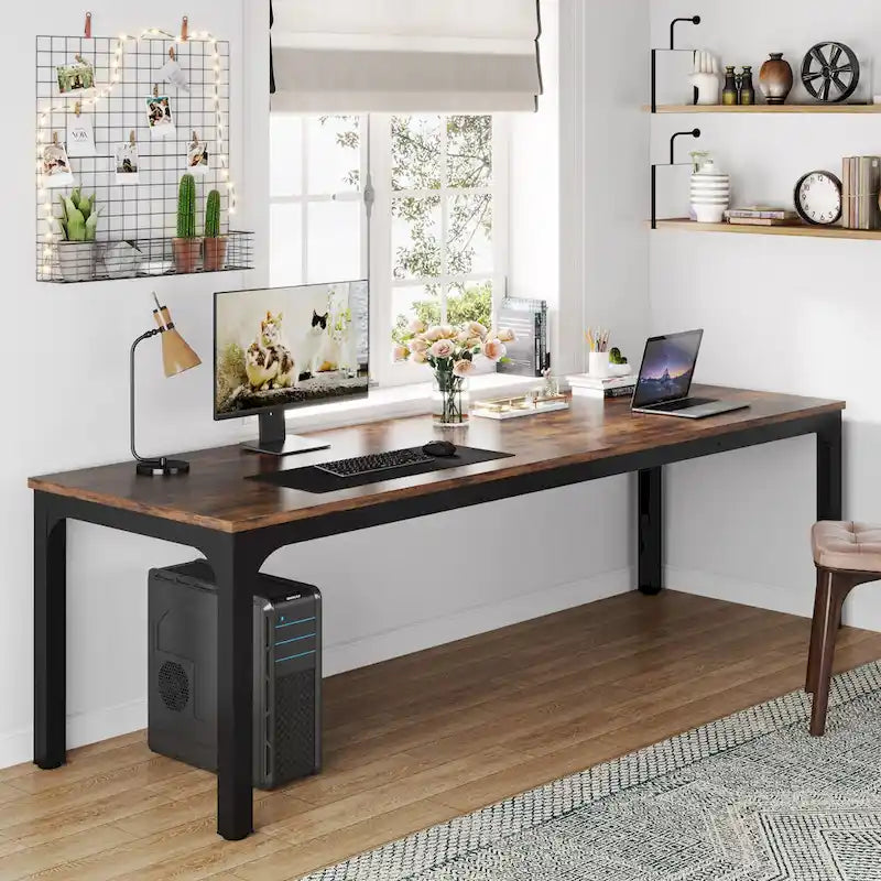 Bureau d'ordinateur extra-long de 78,7 pouces, bureau 2 personnes, grande table d'écriture