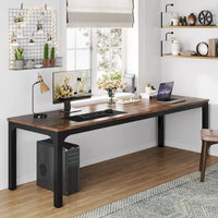 Bureau d'ordinateur extra-long de 78,7 pouces, bureau 2 personnes, grande table d'écriture