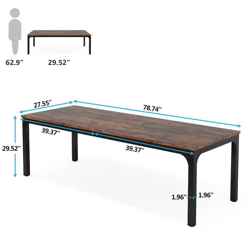 Bureau d'ordinateur extra-long de 78,7 pouces, bureau 2 personnes, grande table d'écriture