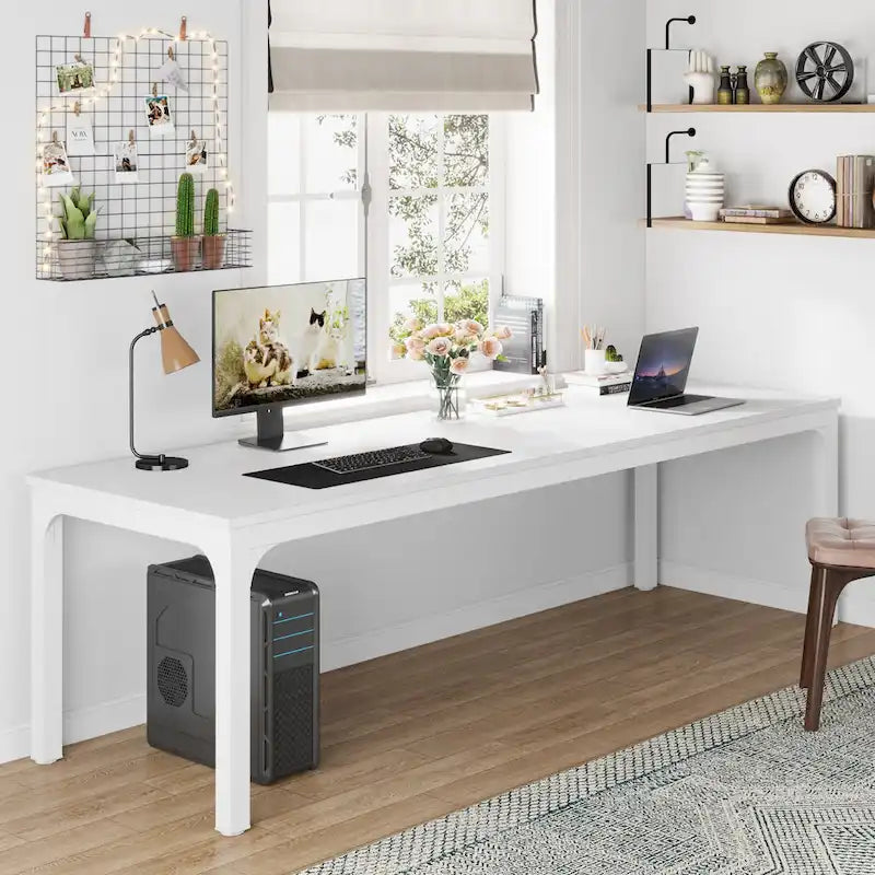 Bureau d'ordinateur extra-long de 78,7 pouces, bureau 2 personnes, grande table d'écriture