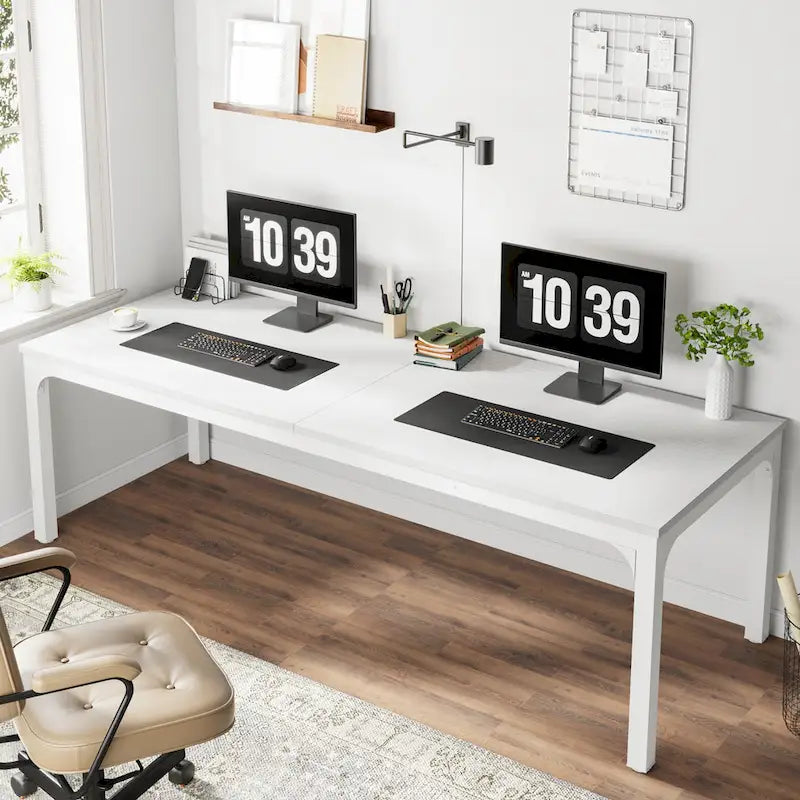 Bureau d'ordinateur extra-long de 78,7 pouces, bureau 2 personnes, grande table d'écriture