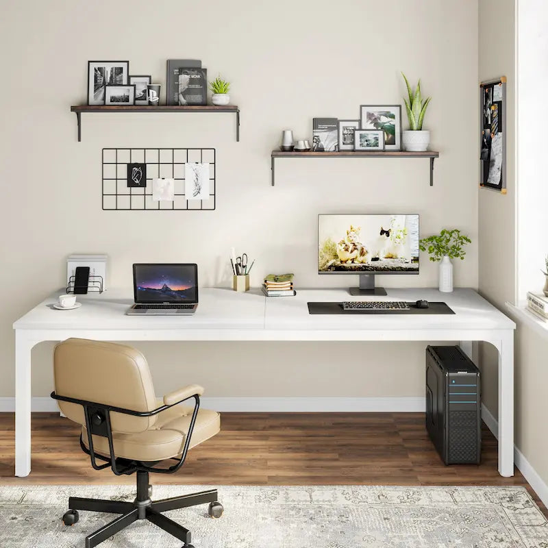 Bureau d'ordinateur extra-long de 78,7 pouces, bureau 2 personnes, grande table d'écriture