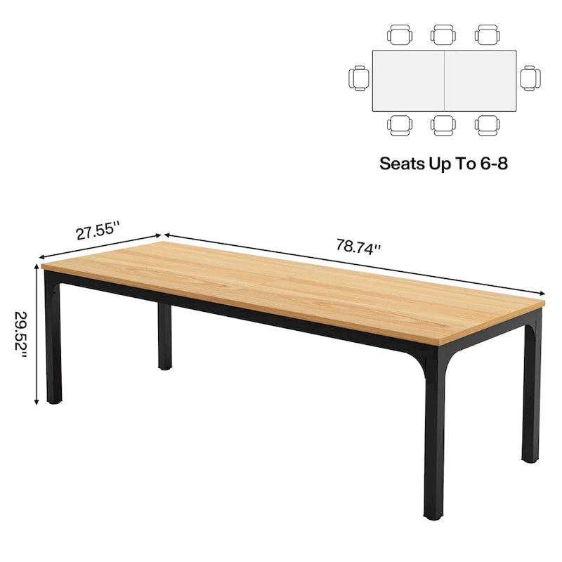 Bureau d'ordinateur extra-long de 78,7 pouces, bureau 2 personnes, grande table d'écriture