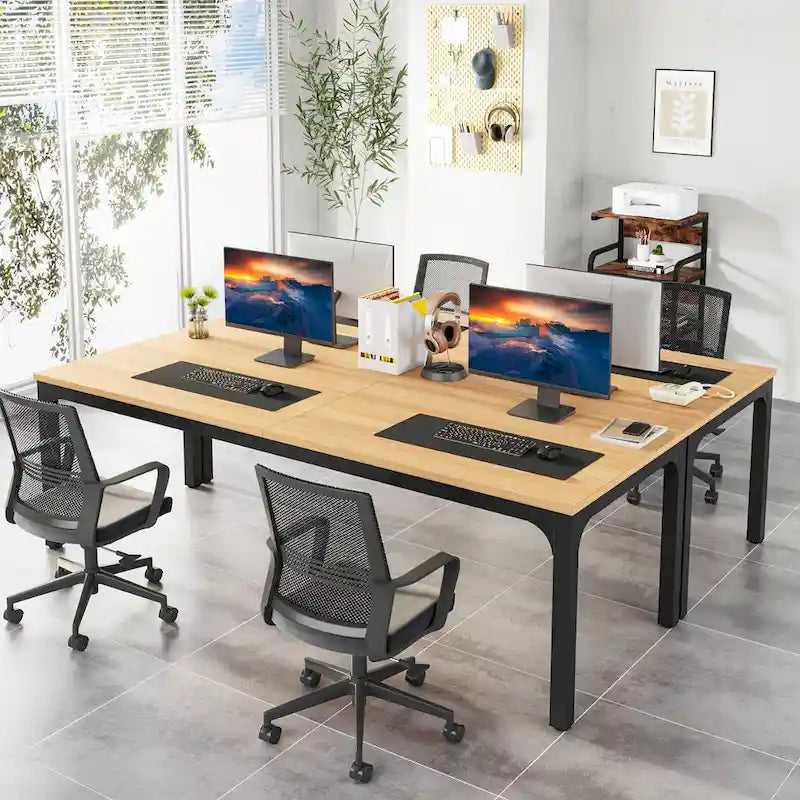 Bureau d'ordinateur extra-long de 78,7 pouces, bureau 2 personnes, grande table d'écriture