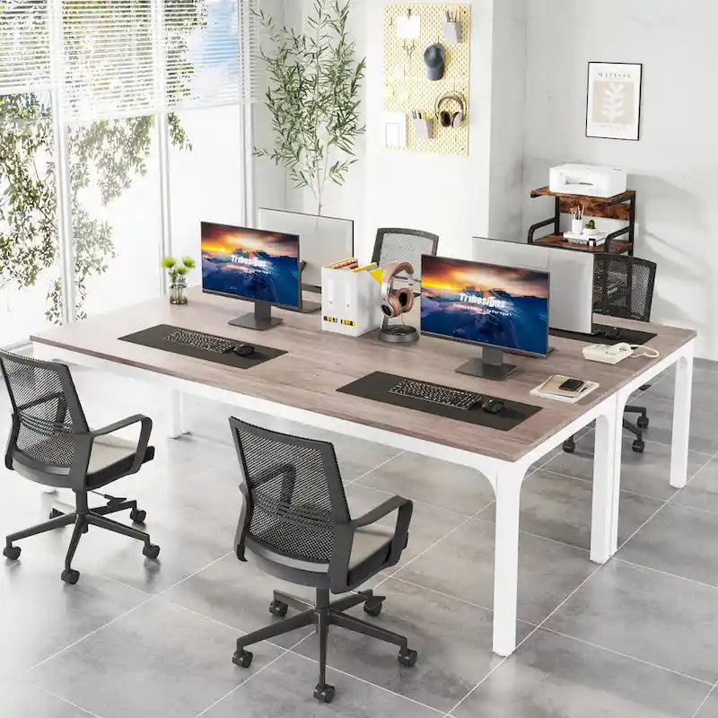 Bureau d'ordinateur extra-long de 78,7 pouces, bureau 2 personnes, grande table d'écriture
