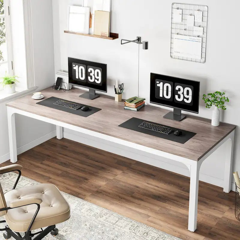 Bureau d'ordinateur extra-long de 78,7 pouces, bureau 2 personnes, grande table d'écriture