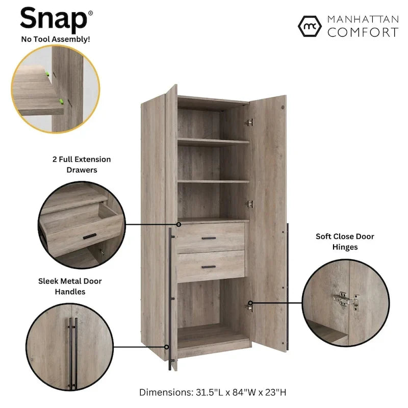 Garde-robe penderie autoportante Manhattan Comfort Lee Modern 1.0