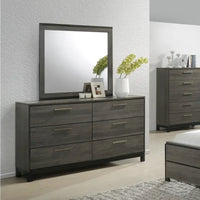 Roundhill Furniture Ioana 187 Ensemble de chambre en bois finition gris antique, lit King Size, commode, miroir, table de chevet