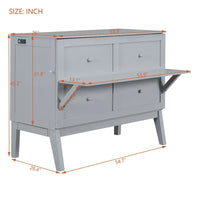 Lit escamotable format double avec bureau et port USB