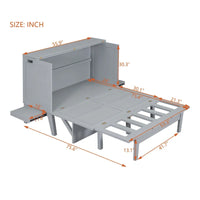 Lit escamotable format double avec bureau et port USB