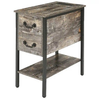 Table de chevet avec station de recharge, 2 ports USB et 2 prises de courant, table d'appoint haute avec 2 tiroirs et étagère de rangement