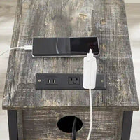 Lot de 2 tables de chevet avec station de recharge, 2 ports USB et 2 prises de courant, table d'appoint haute avec 2 tiroirs et étagère de rangement