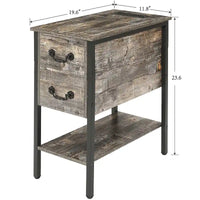 Lot de 2 tables de chevet avec station de recharge, 2 ports USB et 2 prises de courant, table d'appoint haute avec 2 tiroirs et étagère de rangement