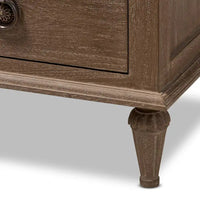Table de chevet rustique en bois à 3 tiroirs par Baxton Studio