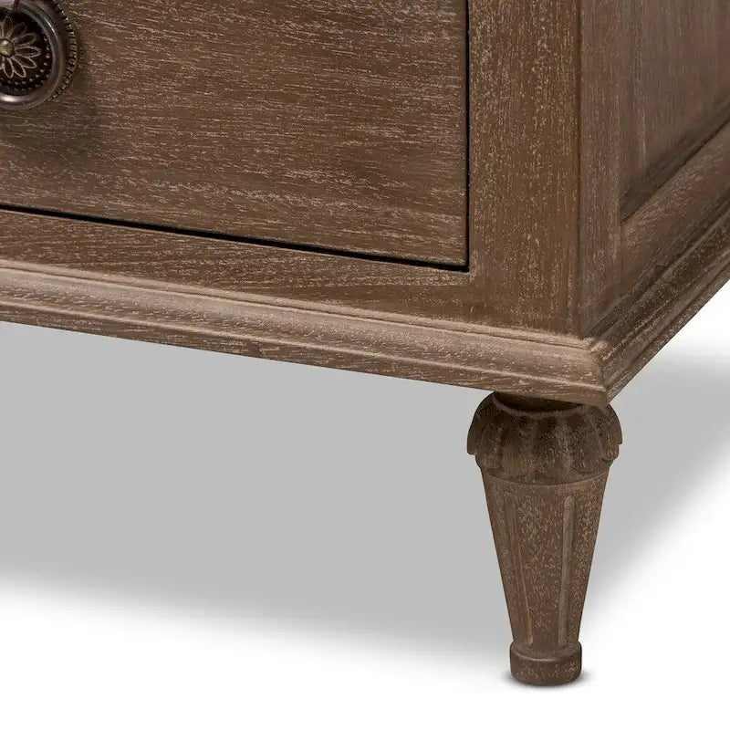 Table de chevet rustique en bois à 3 tiroirs par Baxton Studio